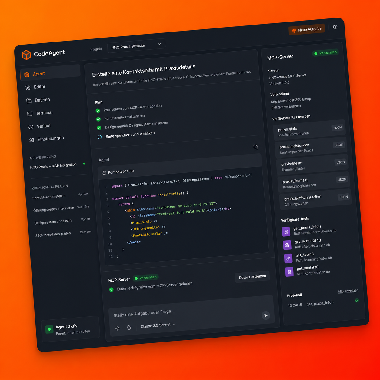 Vorschau der Dokumentation für den JR Web Builder MCP Server